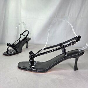 NWT Marc Fisher Women's Danzy Bow Square Toe Dress Sandals Black